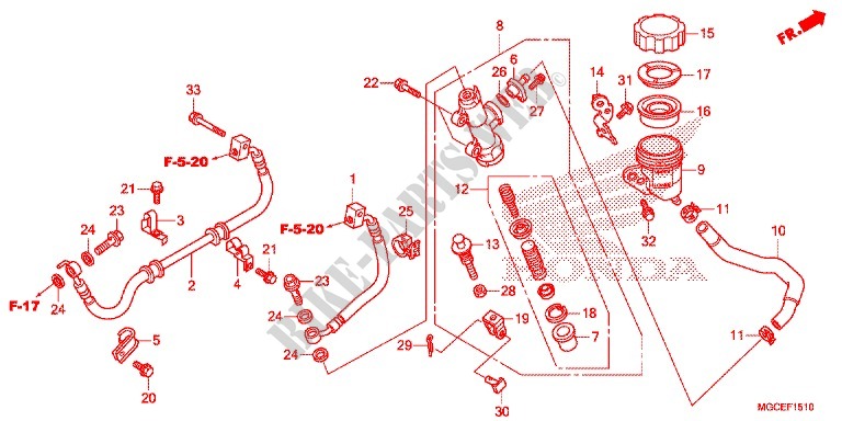 REAR BRAKE MASTER CYLINDER  (CB1100A/SA/SAD) for Honda CB 1100 ABS NERO LUCIDO 2014