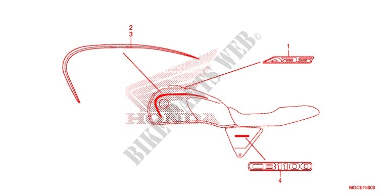 STICKERS for Honda CB 1100 ABS NERO LUCIDO 2014