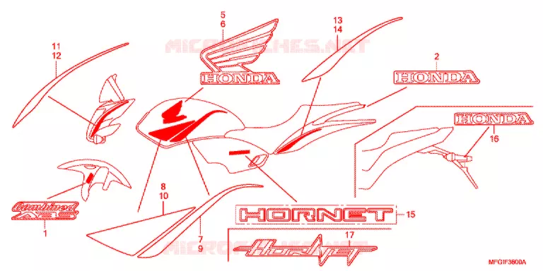 STICKERS Honda MOTO 600 HORNET 2010  CB600FA3A