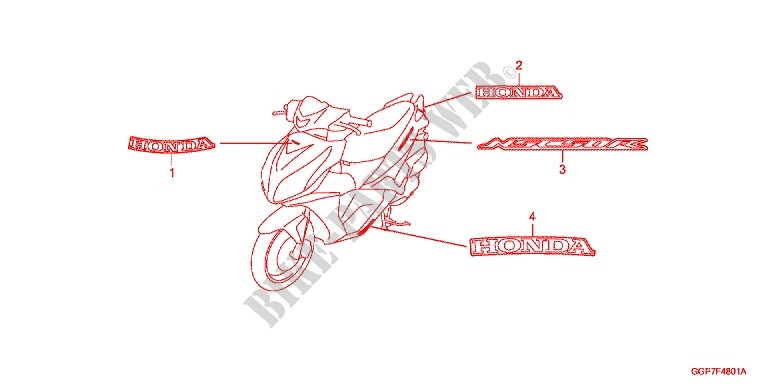 STICKERS (NSC502WH E,F,ED/T2 E,ED) for Honda VISION 50 R REPSOL 2013