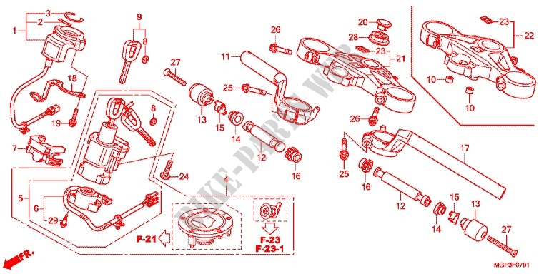 HANDLEBAR   TRIPLE CLAMP   STEERING STEM (CBR1000RRE/RAE/CBR1000S/SA) for Honda CBR 1000 RR ABS WHITE 2014
