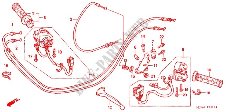 LEVER   SWITCH   CABLE ('01 '06) for Honda CBR 600 F4 2005