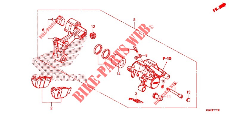 REAR BRAKE CALIPER for Honda MSX 125 2014