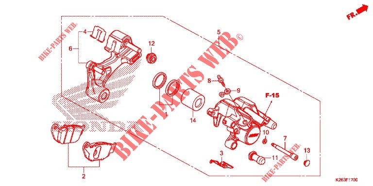 REAR BRAKE CALIPER for Honda MSX GROM 125 2014