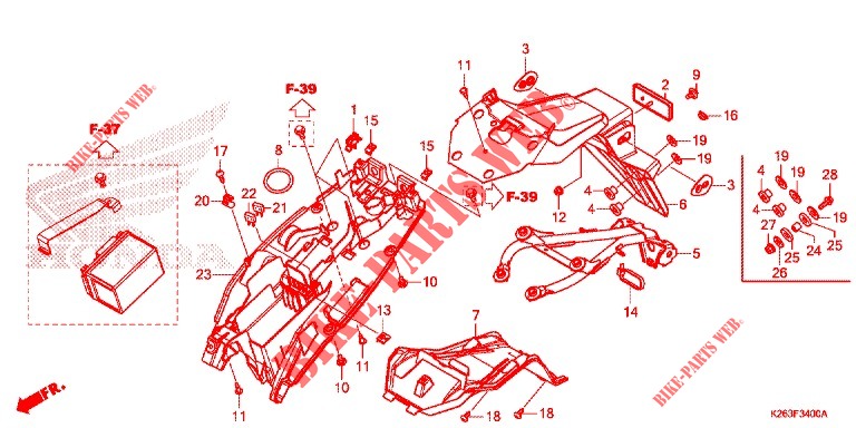 REAR FENDER for Honda MSX GROM 125 2014
