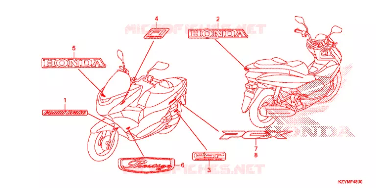 STICKERS Honda SCOOTER 150 PCX 2013  WW150D