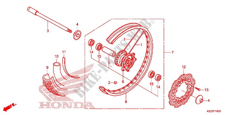FRONT WHEEL (CRF250L) for Honda CRF 250 L RED 2015
