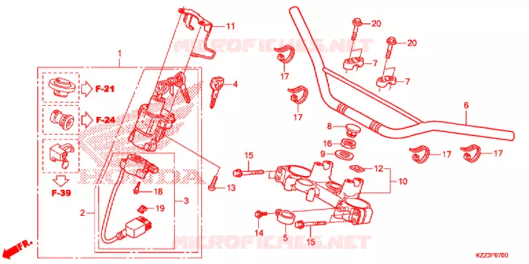 HANDLE PIPE/TOP BRIDGE (2) Honda MOTO 250 CRF 2015  CRF250LF