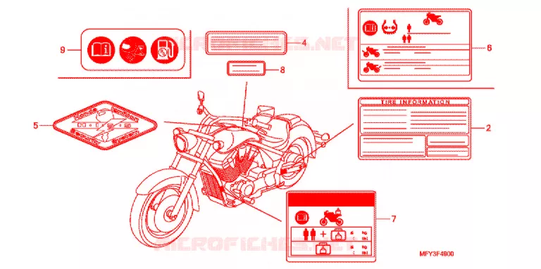 CAUTION LABEL (VT1300CR/CRA) Honda MOTO 1300 VT 2012  VT1300CRAC