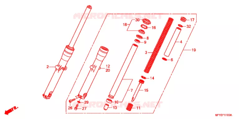 FRONT FORK Honda MOTO 1300 VT 2012  VT1300CRAC