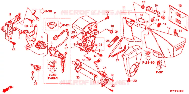 SIDE COVER - TOOLS - IGNITION SWITCH Honda MOTO 1300 VT 2012  VT1300CRC