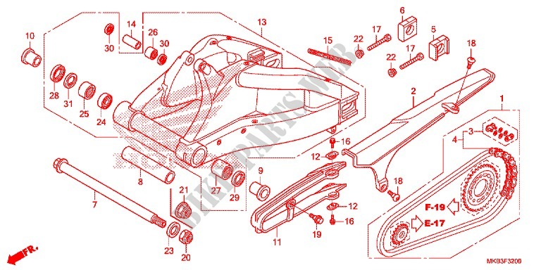 SWINGARM   CHAIN CASE for Honda CBR 1000 RR FIREBLADE TRICOLOR 2015