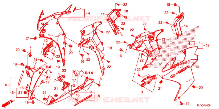 FRONT SIDE COWL Honda MOTO 500 CBR 2015  CBR500RAF