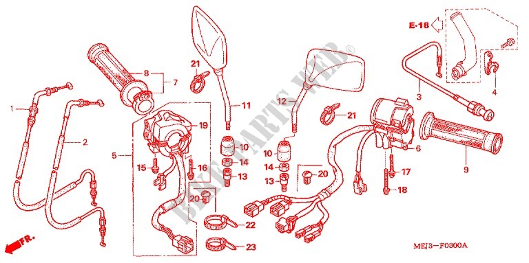 LEVER   SWITCH   CABLE (2) for Honda CB 1300 2006
