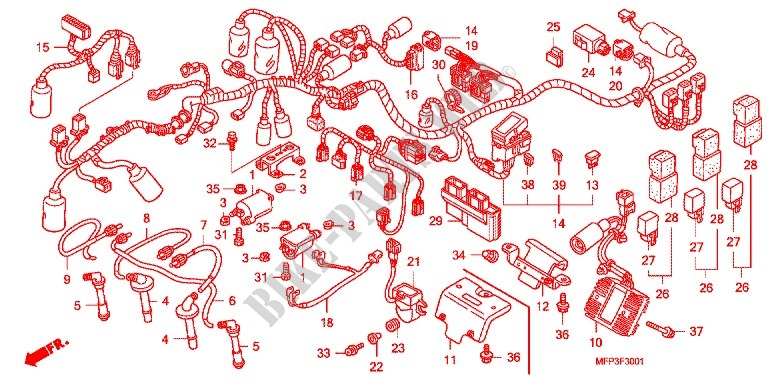 WIRE HARNESS   IGNITION COIL (CB1300S/CB1300SA) for Honda CB 1300 ABS FAIRING 2009