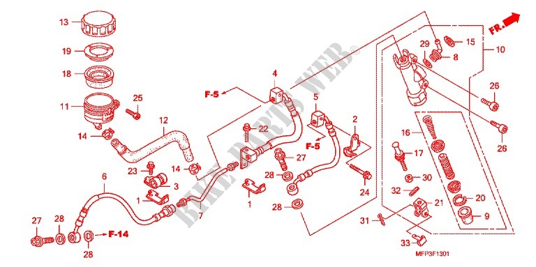 REAR BRAKE MASTER CYLINDER  (CB1300A/CB1300SA) for Honda CB 1300 ABS FAIRING 2009