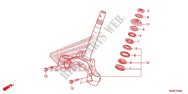 STEERING STEM for Honda WAVE 110 disque frein avant 2012