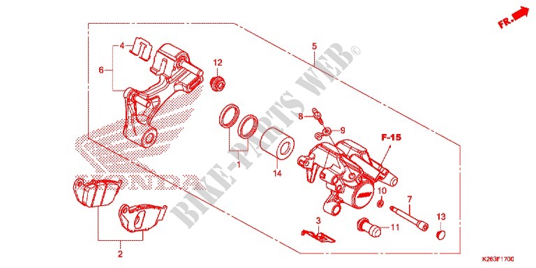 REAR BRAKE CALIPER for Honda MSX 125 2013