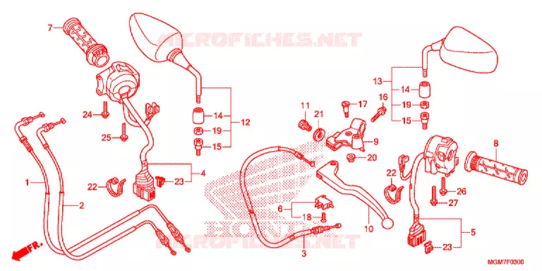LEVER - SWITCH - CABLE (1) Honda MOTO 600 HORNET 2013  CB600FAD