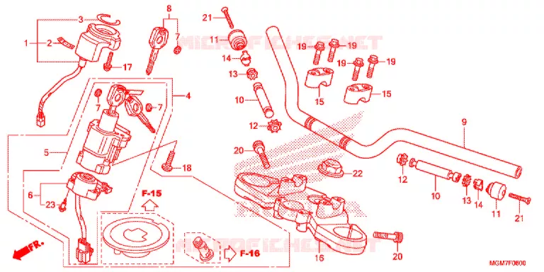 HANDLE PIPE/TOP BRIDGE (2) Honda MOTO 600 HORNET 2013  CB600FAD