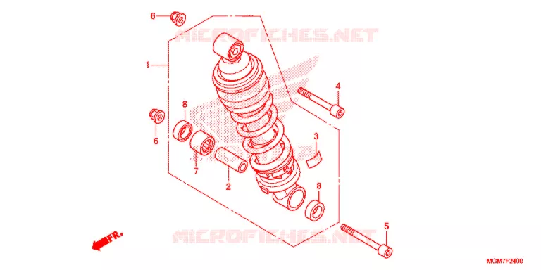 REAR SHOCK ABSORBER (2) Honda MOTO 600 HORNET 2013  CB600FAD