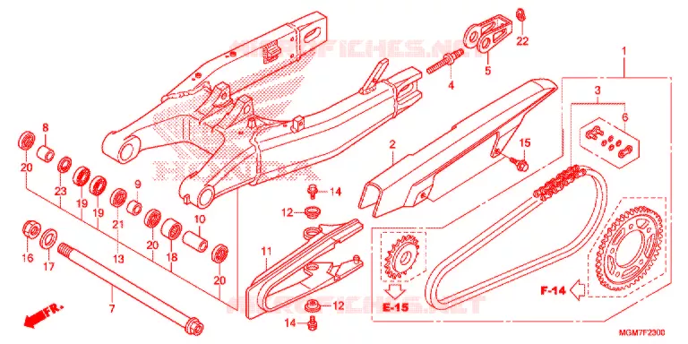SWINGARM - CHAIN CASE Honda MOTO 600 HORNET 2013  CB600FAD