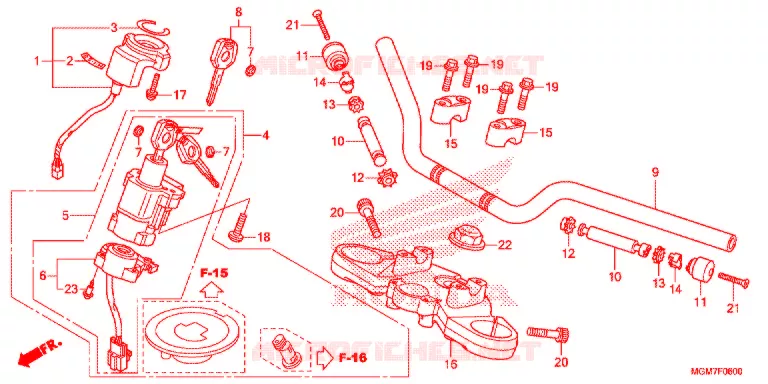 HANDLE PIPE/TOP BRIDGE (2) Honda MOTO 600 HORNET 2013  CB600FAD