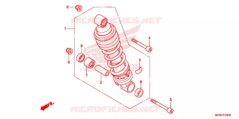 REAR SHOCK ABSORBER (2) Honda MOTO 600 HORNET 2013  CB600FAD