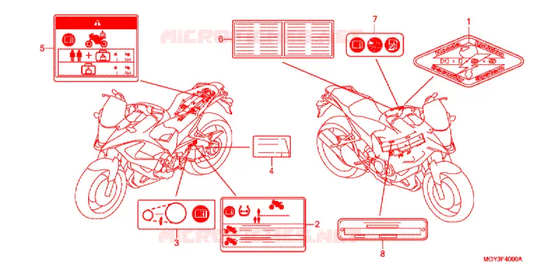 CAUTION LABEL (1) Honda MOTO 800 CROSSRUNNER 2012  VFR800XC