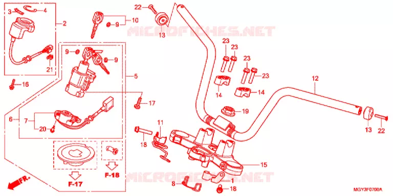 HANDLE PIPE/TOP BRIDGE (2) Honda MOTO 800 CROSSRUNNER 2012  VFR800XC