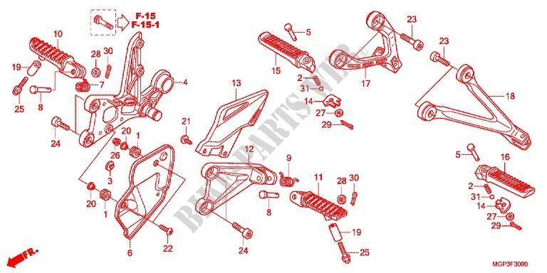 PEDAL for Honda CBR 1000 RR ABS BLANCHE 2012