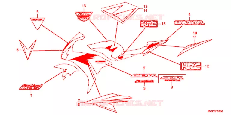 STICKERS (CBR1000RRC/RAC) Honda MOTO 1000 CBR 2012  CBR1000RAC