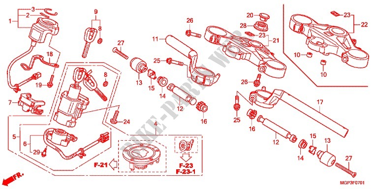 HANDLEBAR   TRIPLE CLAMP   STEERING STEM (CBR1000RRE/RAE/CBR1000S/SA) for Honda CBR 1000 RR WHITE 2014