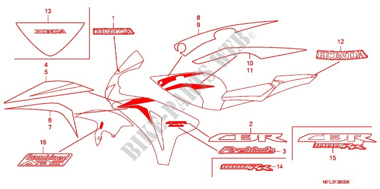 STICKERS (1) for Honda CBR 1000 RR FIREBLADE ABS 2009
