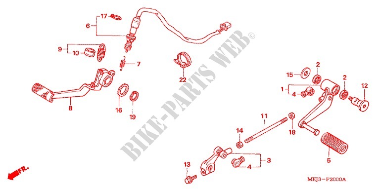MAIN STAND   BRAKE PEDAL for Honda CB 1300 ABS, TETE DE FOURCHE 2006