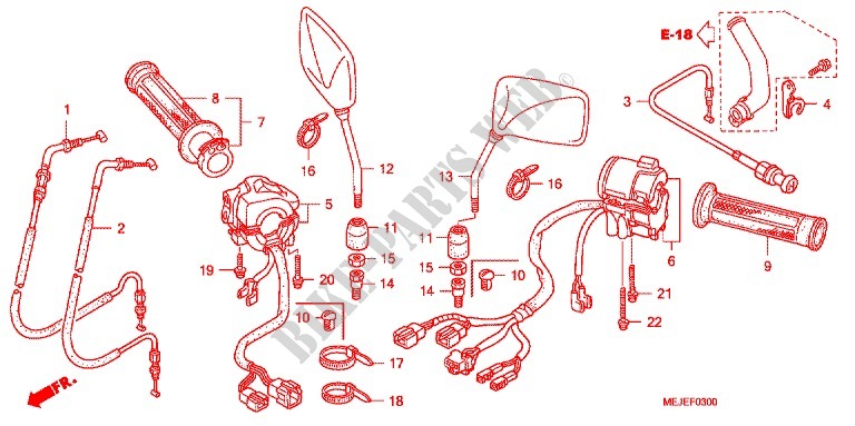 LEVER   SWITCH   CABLE (2) for Honda CB 1300 ABS FAIRING 2007