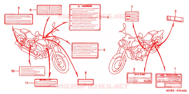 CAUTION LABEL (1) Honda MOTO 750 VT 2002  VT750DC2