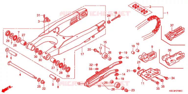 SWINGARM - CHAIN CASE Honda MOTO 250 CRF 2006  CRF250X6