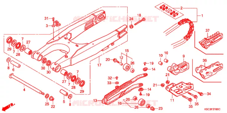 SWINGARM - CHAIN CASE Honda MOTO 250 CRF 2007  CRF250X7