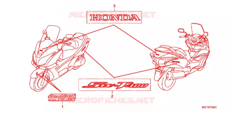 STICKERS (FJS400D9/FJS400A) Honda SCOOTER 400 SILVERWING 2009  FJS400A9