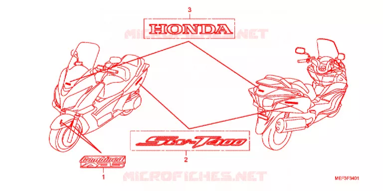 STICKERS (FJS400D9/FJS400A) Honda SCOOTER 400 SILVERWING 2015  FJS400A9