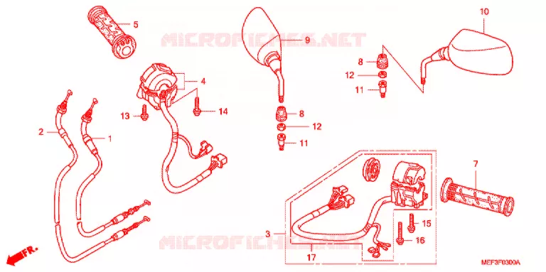 SWITCH -  CABLES - LEVERS - GRIPS - MIRRORS Honda SCOOTER 400 SILVERWING 2013  FJS400A9