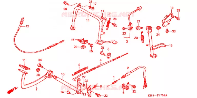 MAIN STAND - BRAKE PEDAL (CH125P/R) Honda SCOOTER 125 SPACY 1993  CH125P