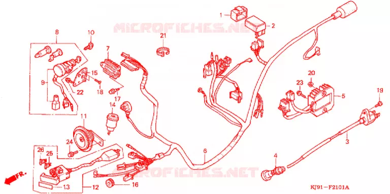 WIRE HARNESS (CH125H/N/P/R) Honda SCOOTER 125 SPACY 1993  CH125P