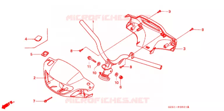 HANDLEBAR - COWL (SZ50P/R/T) Honda SCOOTER 50 TACT 1996  SZ50T