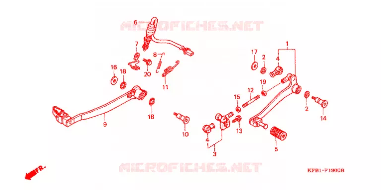 MAIN STAND - BRAKE PEDAL Honda MOTO 230 SL 1997  SL230V