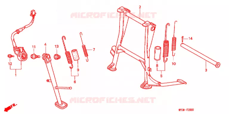 MAIN STAND - BRAKE PEDAL Honda MOTO 500 CB 2000  CB500SY