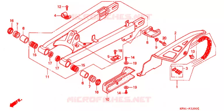 SWINGARM - CHAIN CASE Honda MOTO 230 SL 2000  SL230X