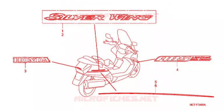 STICKERS Honda SCOOTER 600 SILVERWING 2003  FJS600D3