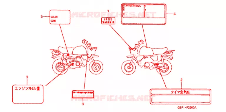 CAUTION LABEL (1) Honda MOTO 50 MONKEY 2004  Z50J4_M
